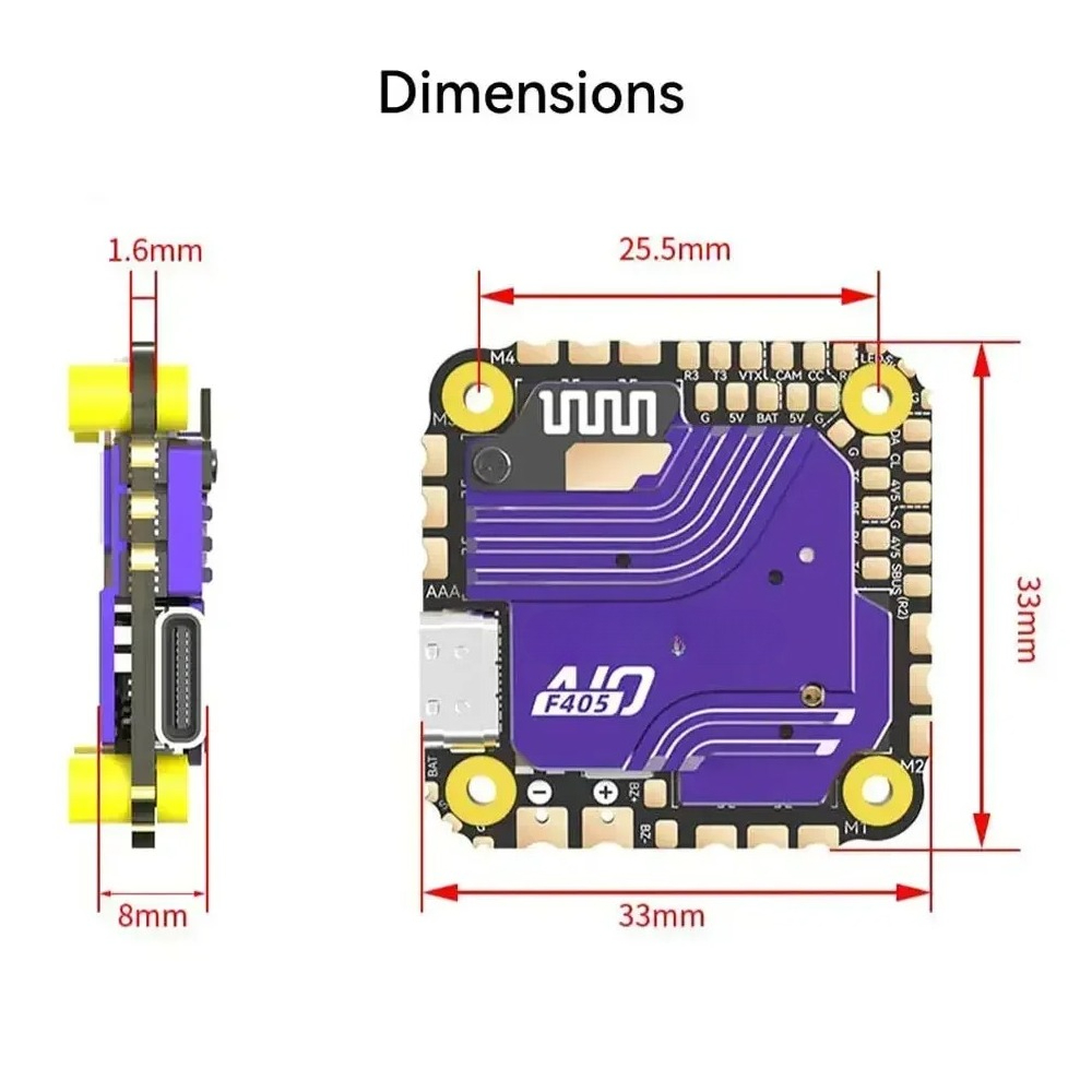 F405 AIO 40A Bluejay 25.5x25.5 - Fpv Drone Flight Controller ulasan dan harga